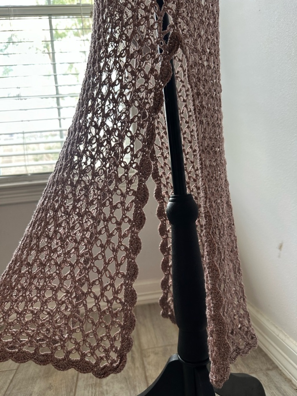 Sheer Metallic Crochet Swim Cover-Up Dress 👙 - Picture 5 of 8